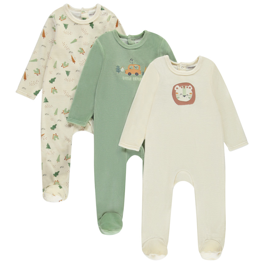 Pack de 3 peleles de terciopelo con diferentes aperturas para bebé niño según la edad. 