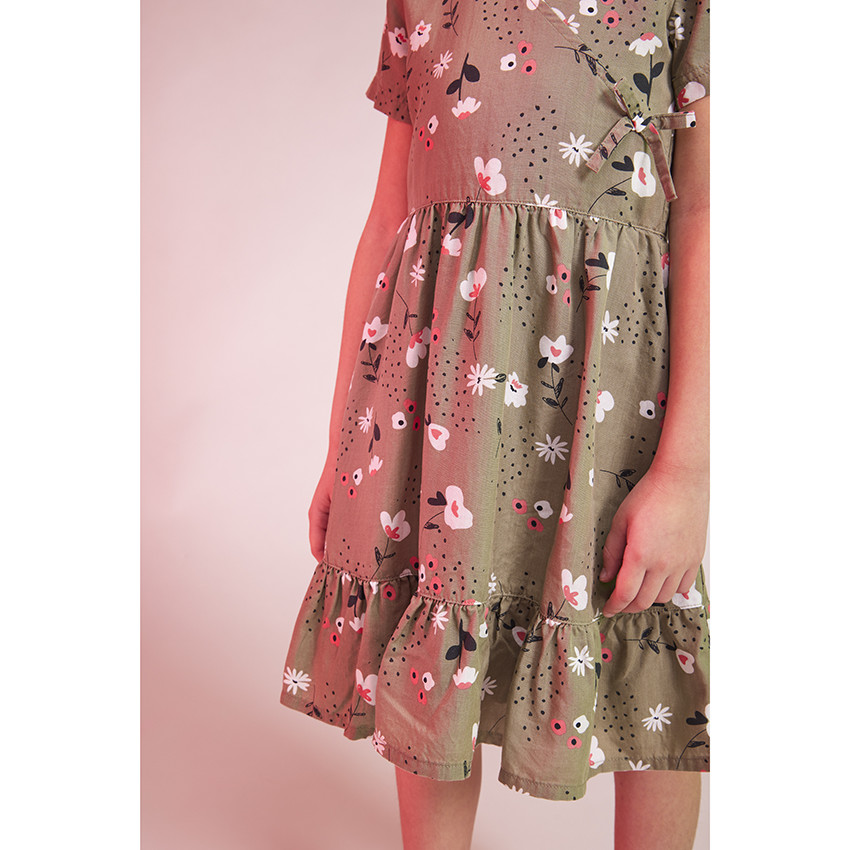 Robe patineuse manches courtes avec imprimé floral pour fille 