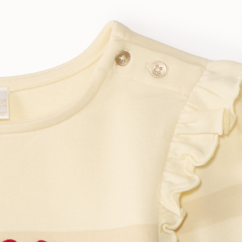 Camiseta de rayas de manga larga para bebé niña con parche de tulipán. 