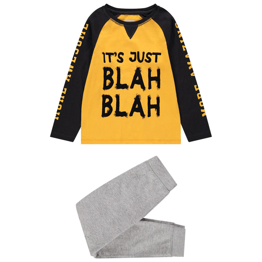 Pijama de punto bicolor con mensaje estampado  Additional Pijama de punto bicolor con mensaje estampado