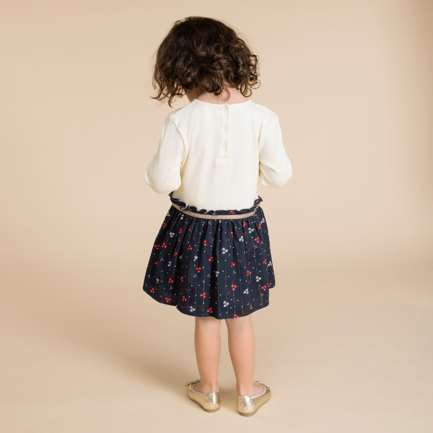 Pelele bicolor efecto 2 en 1 con estampado floral para bebé niña 