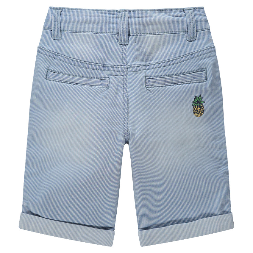 Bermudas de rayas finas con efecto desgastado y bordados 