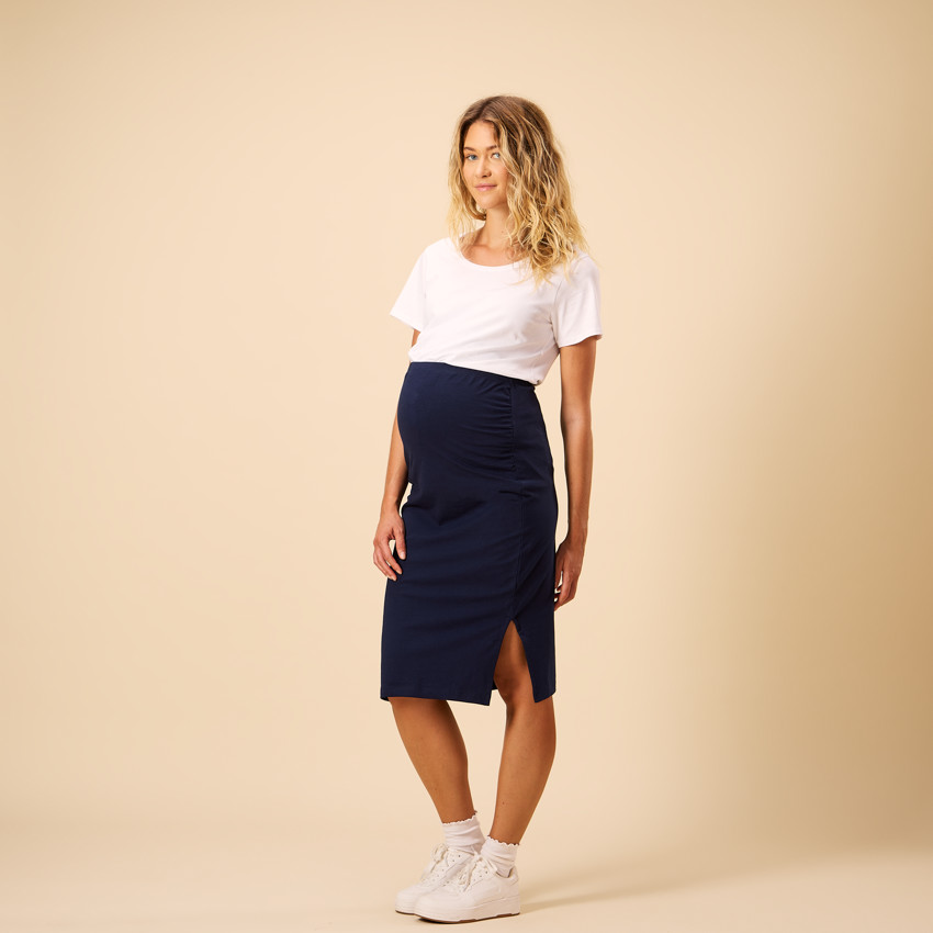 Falda larga de embarazo con abertura 