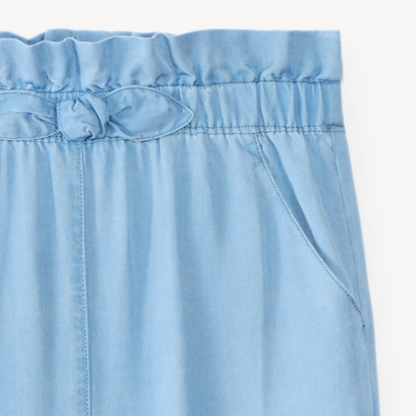 Pantalón ancho corte paper bag con lazo para niña 