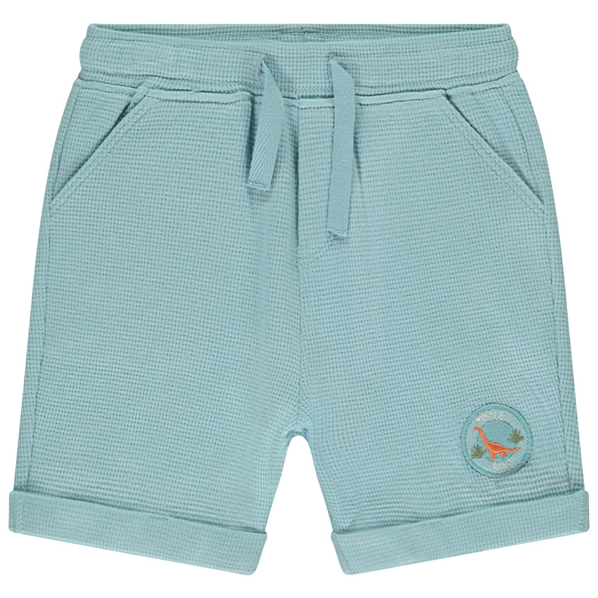 Bermudas de punto de abeja con parche de dinosaurio para bebé niño 