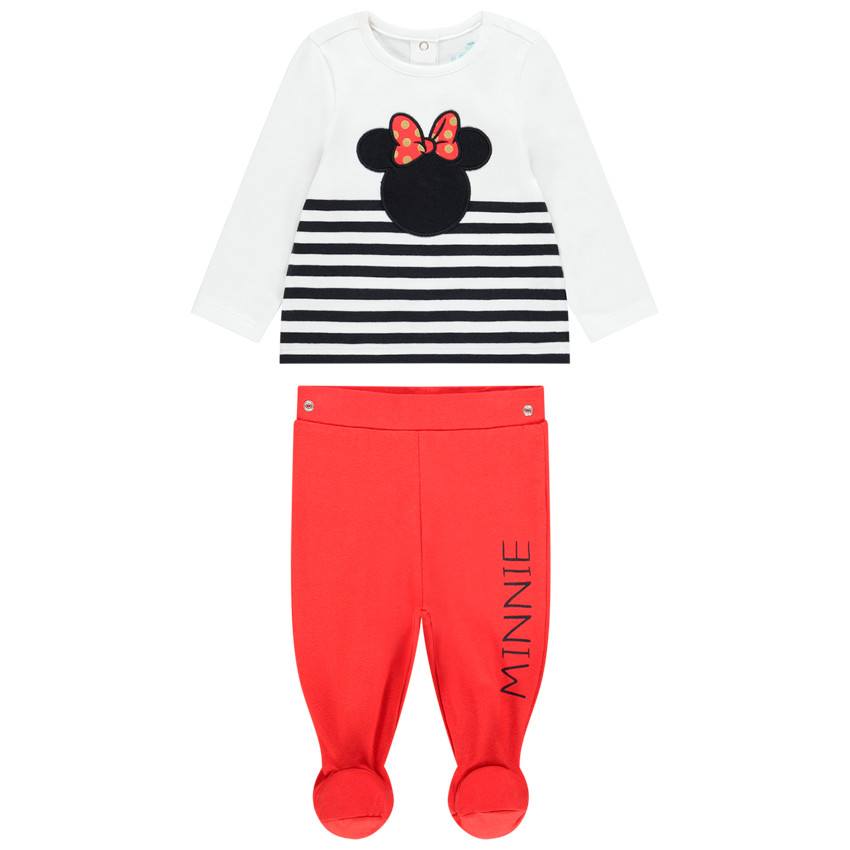 Pijama de 2 piezas de algodón con estampado de Minnie Disney para niña 