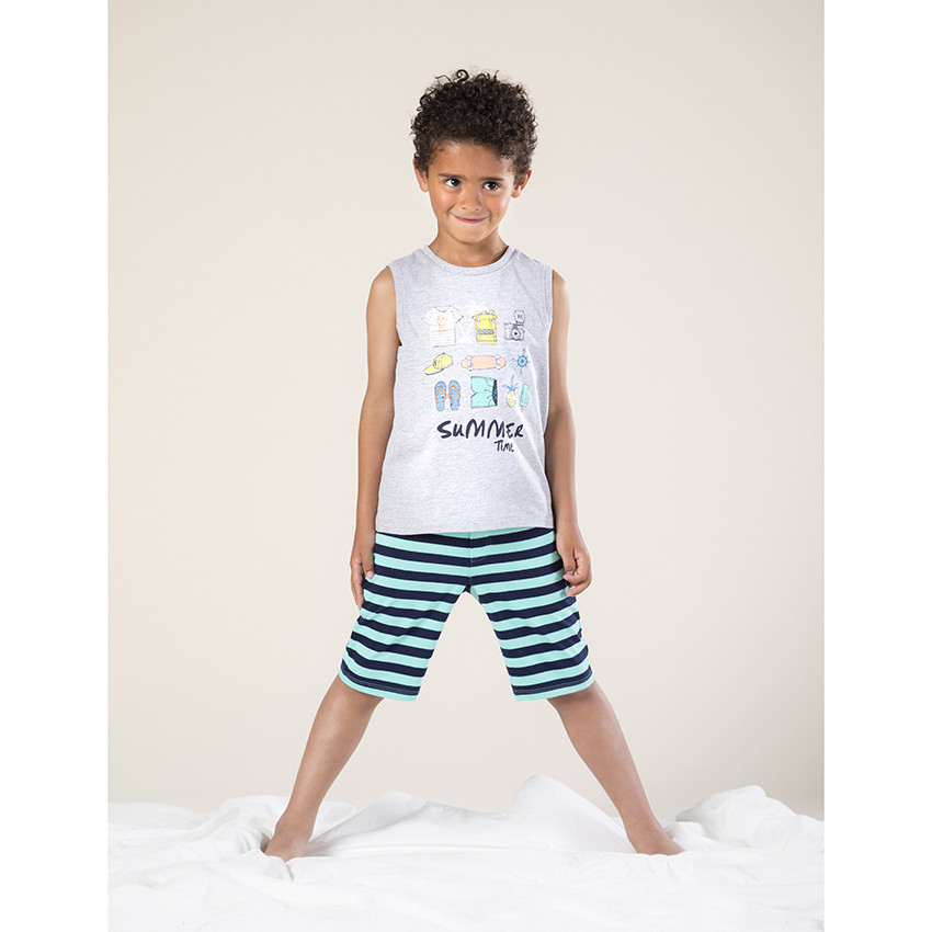 Conjunto de camiseta sin mangas y bermudas a rayas para el verano  Additional Conjunto de camiseta sin mangas y bermudas a rayas para el verano