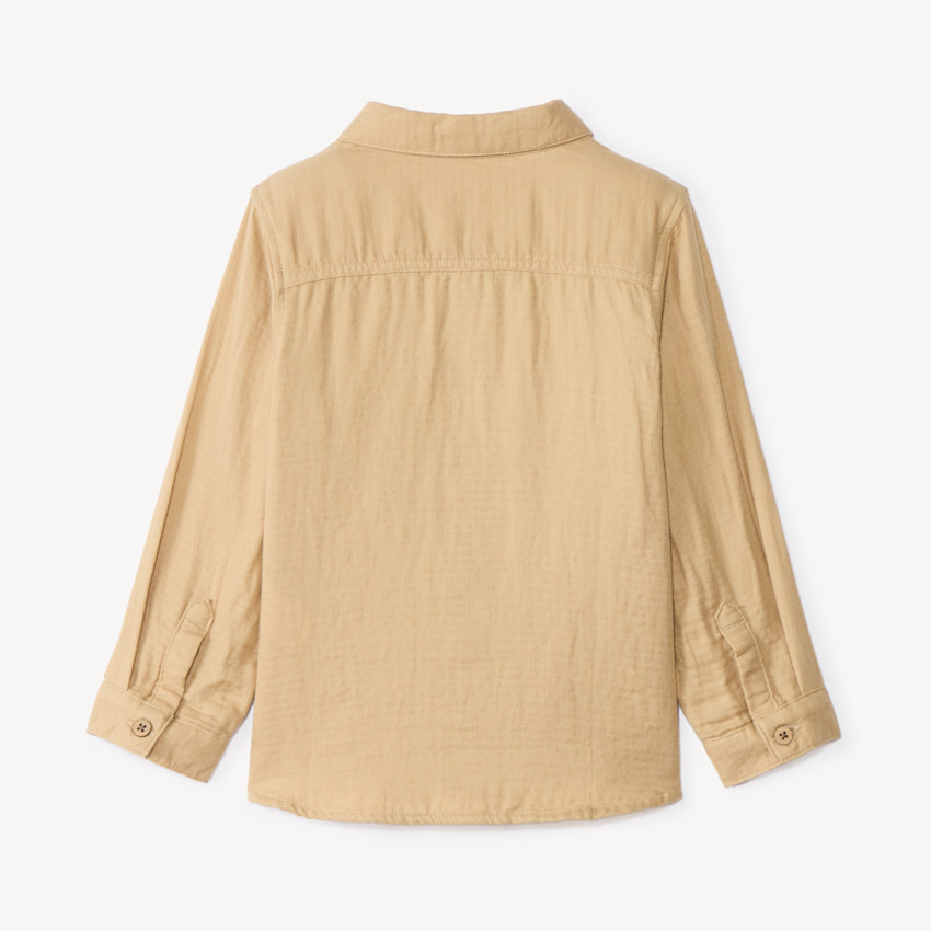 Camisa de manga larga lisa en doble gasa para bebé niño 