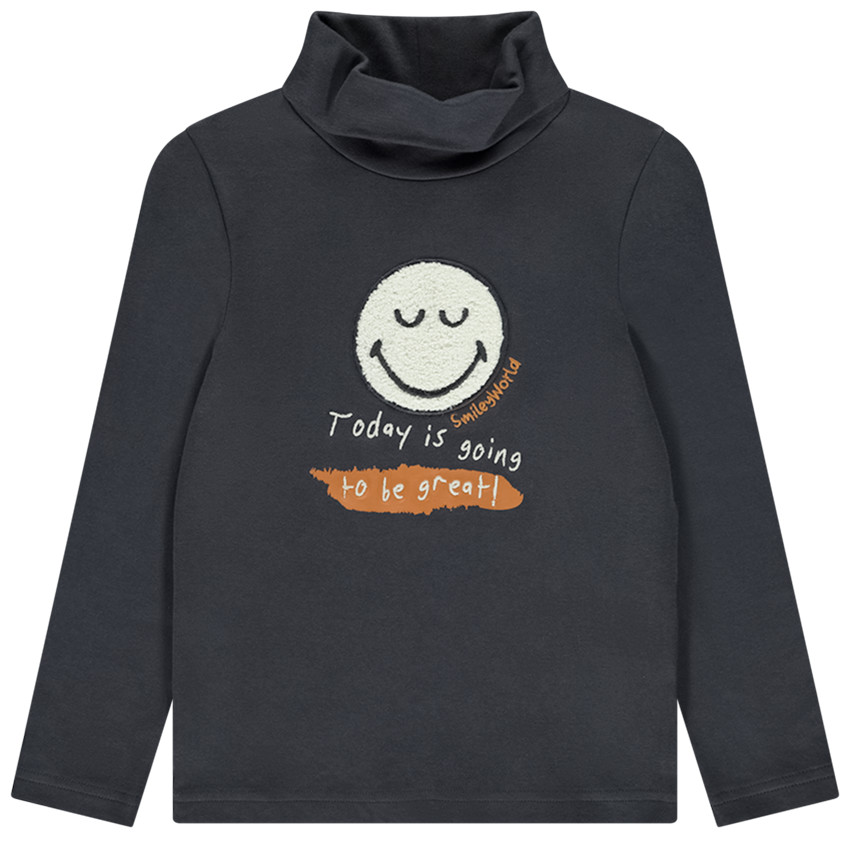 Camiseta de cuello vuelto con parche SmileyWorld para niño 