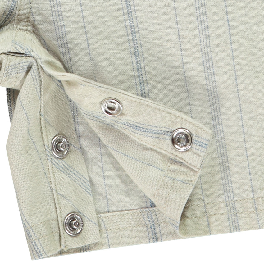 Salopette corta de tela rayada para bebé niño 