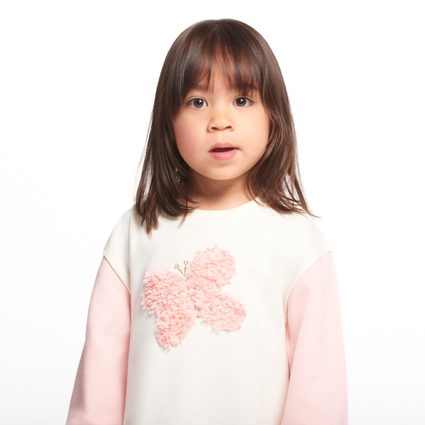 Vestido de sudadera de felpa con mariposa de pétalos 3D para niña bebé 