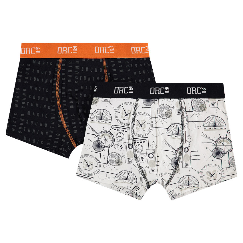 Júnior - Juego de 2 bóxers a juego con letras all over/relojes all over 