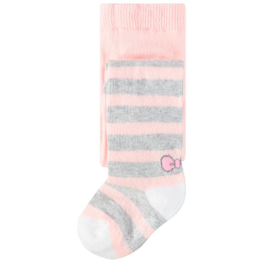 Leotardos gruesos a rayas con lazo para bebé niña 