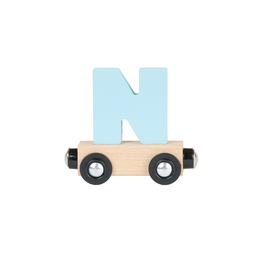 Wagon de madera letra "N" - azul 