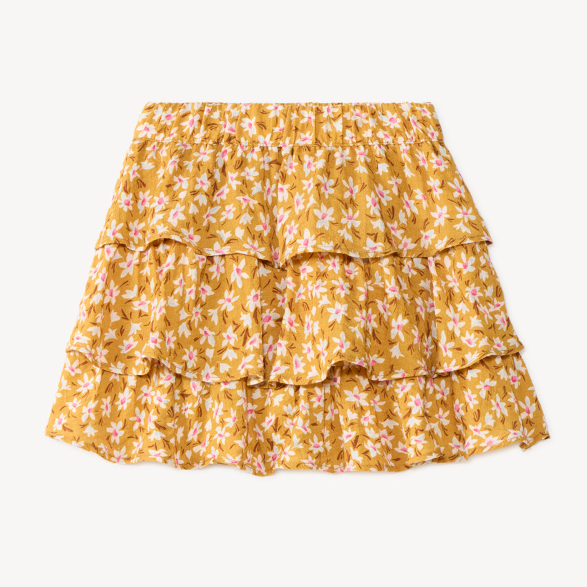 Falda de niña con volantes y estampado floral 