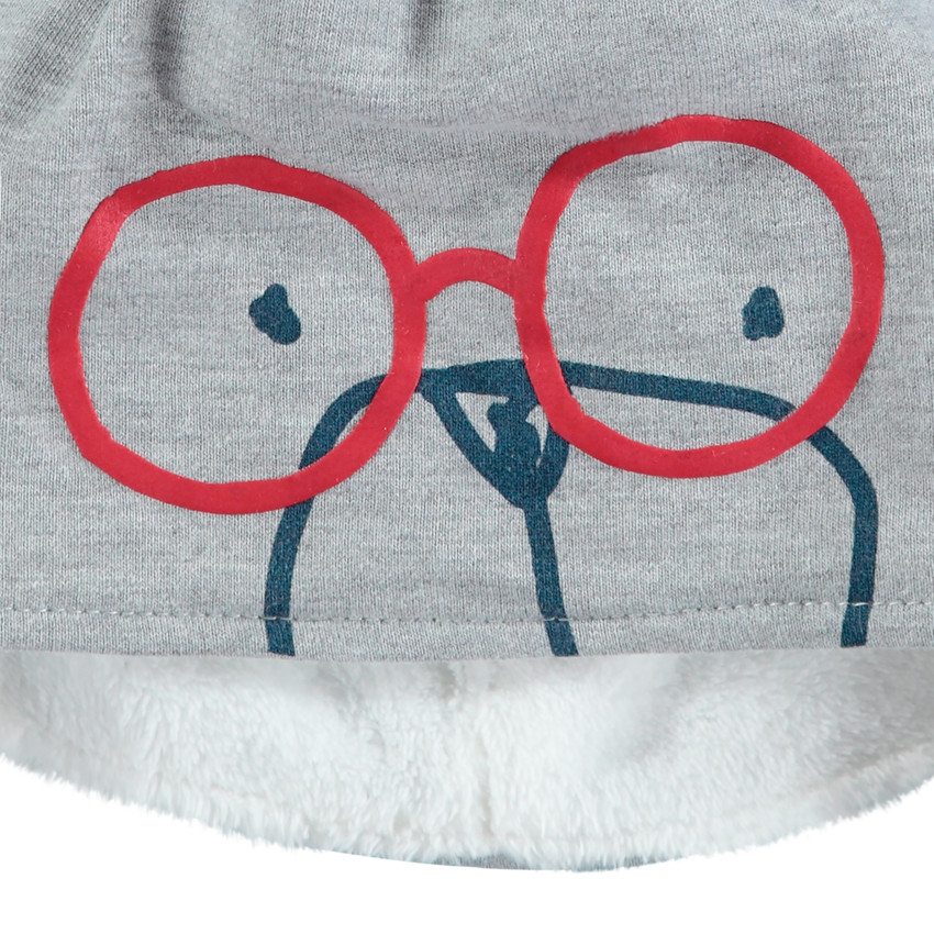 Gorro peruano de felpa con forro de borreguillo y orejas de relieve 