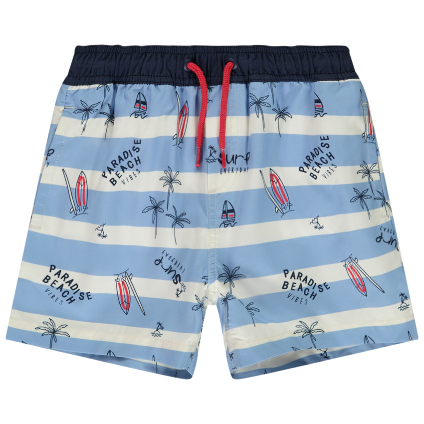 Short de baño a rayas con estampado fantasía para niño 
