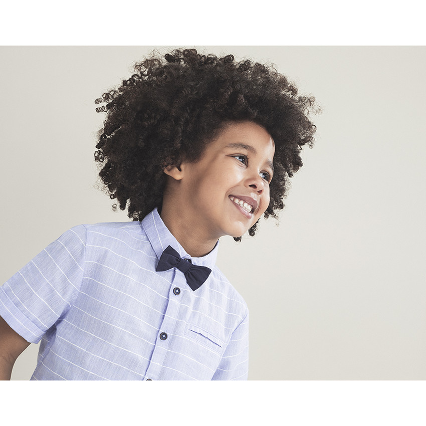 camisa de ceremonia mangas cortas de rayase y parajita 