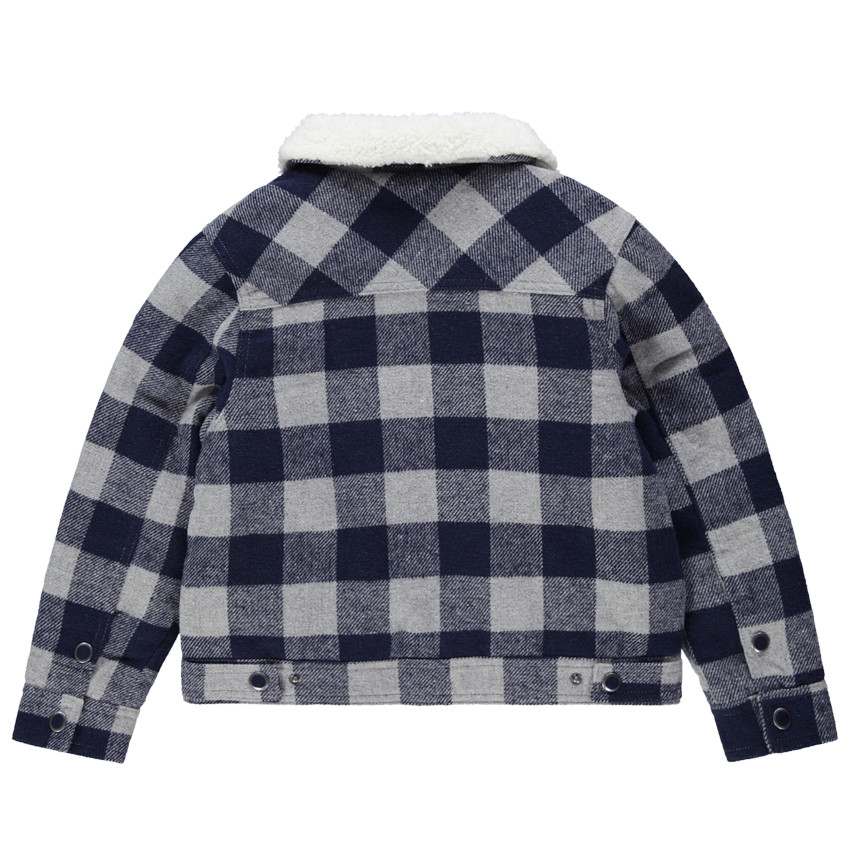 Chaqueta de franela con forro de borreguillo y bolsillos 