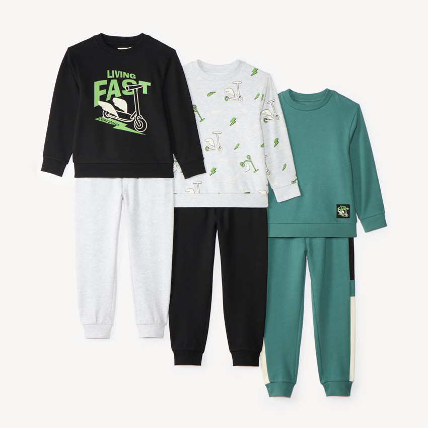 Conjunto de 3 sudaderas y pantalones niño 