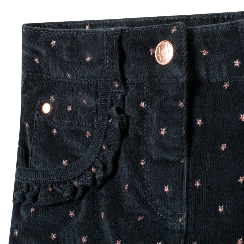 Pantalón de terciopelo con forro polar y estampado gráfico 