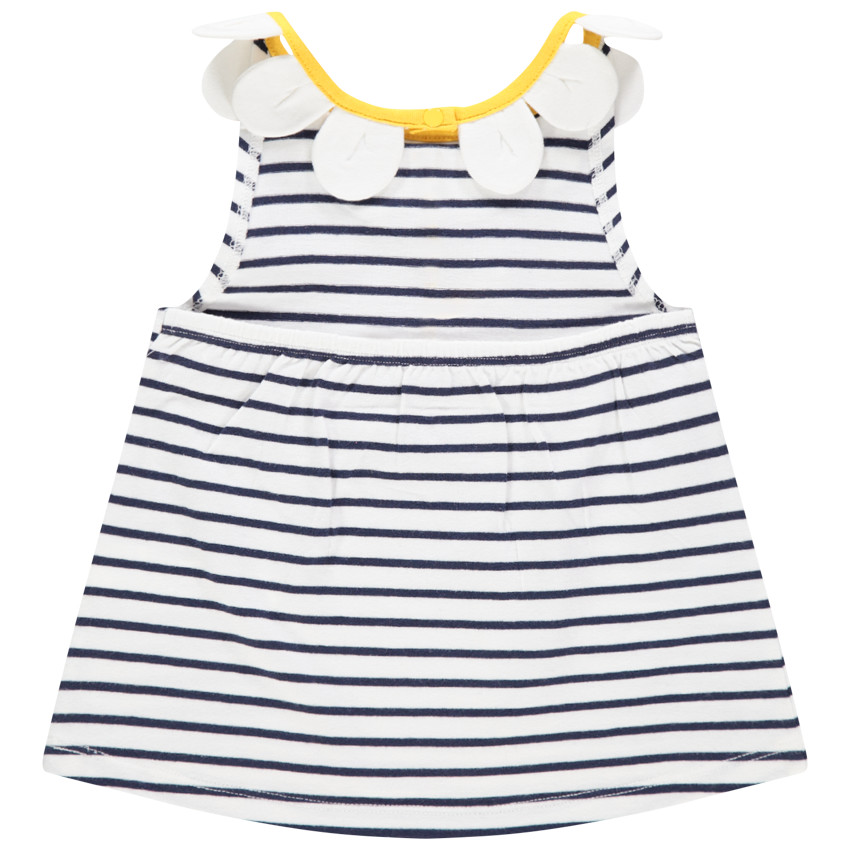 Camiseta sin mangas a rayas con cuello de flor en relieve 