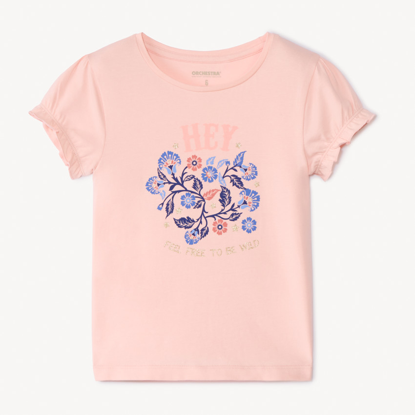 Camiseta de manga corta con estampado floral para niña 