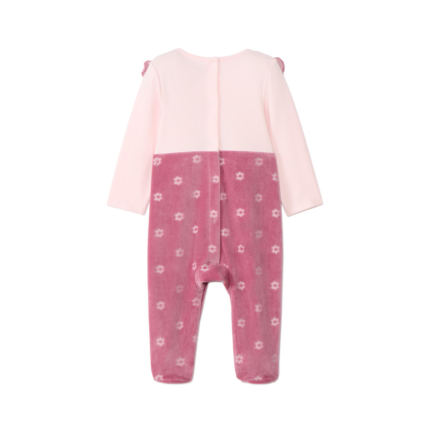Pelele bicolor con efecto 2 en 1 con flores para bebé niña 