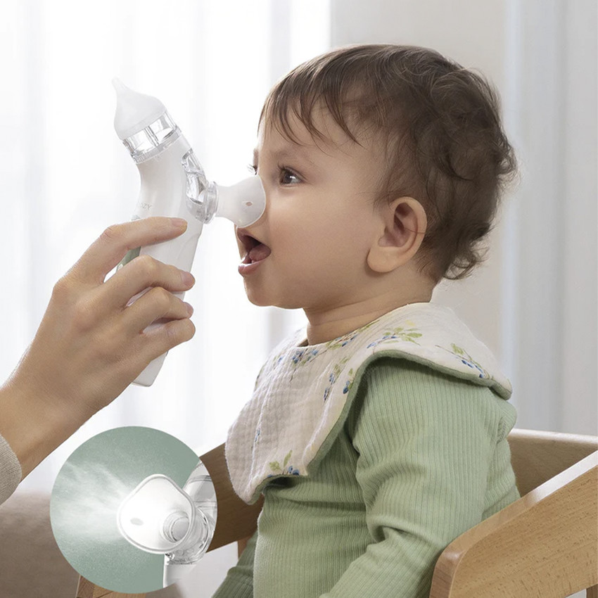 Aspirador nasal eléctrico 2 en 1 - Blanco y verde 