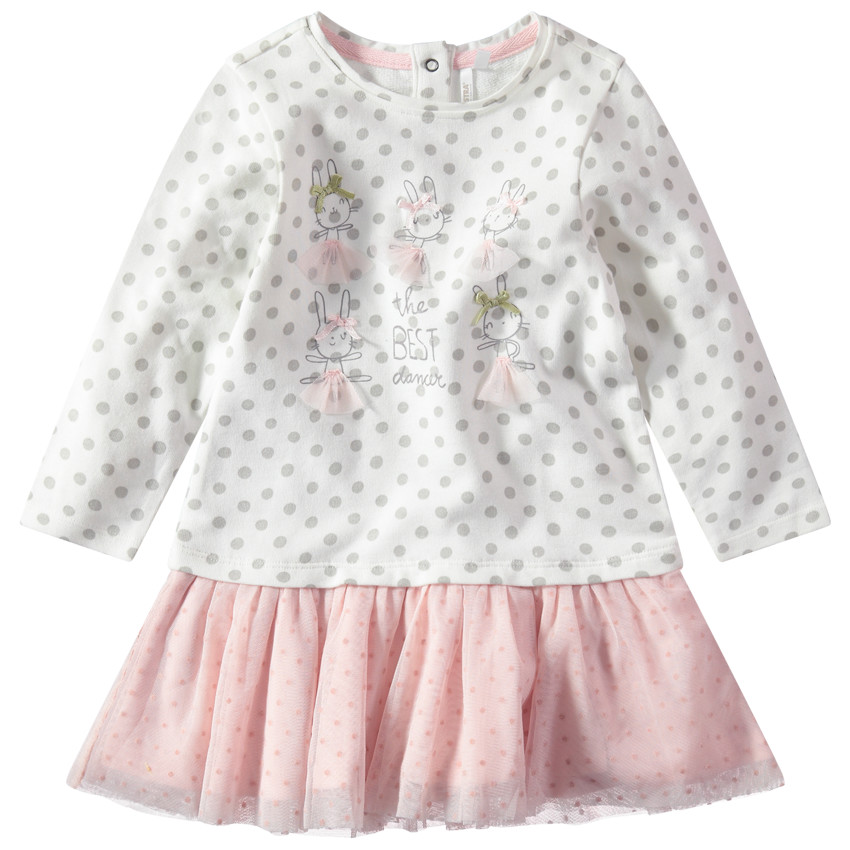 Vestido de manga larga con efecto 2 en 1 con lunares y tul con forro  Additional Vestido de manga larga con efecto 2 en 1 con lunares y tul con forro