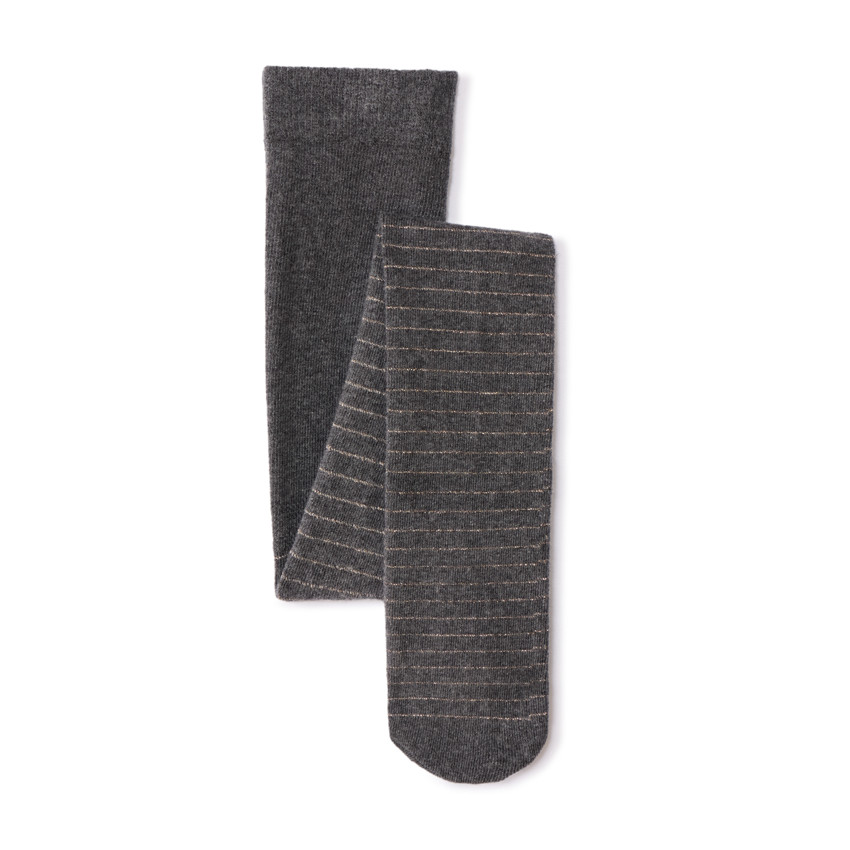 Medias gruesas de rayas con lurex dorado para niña 