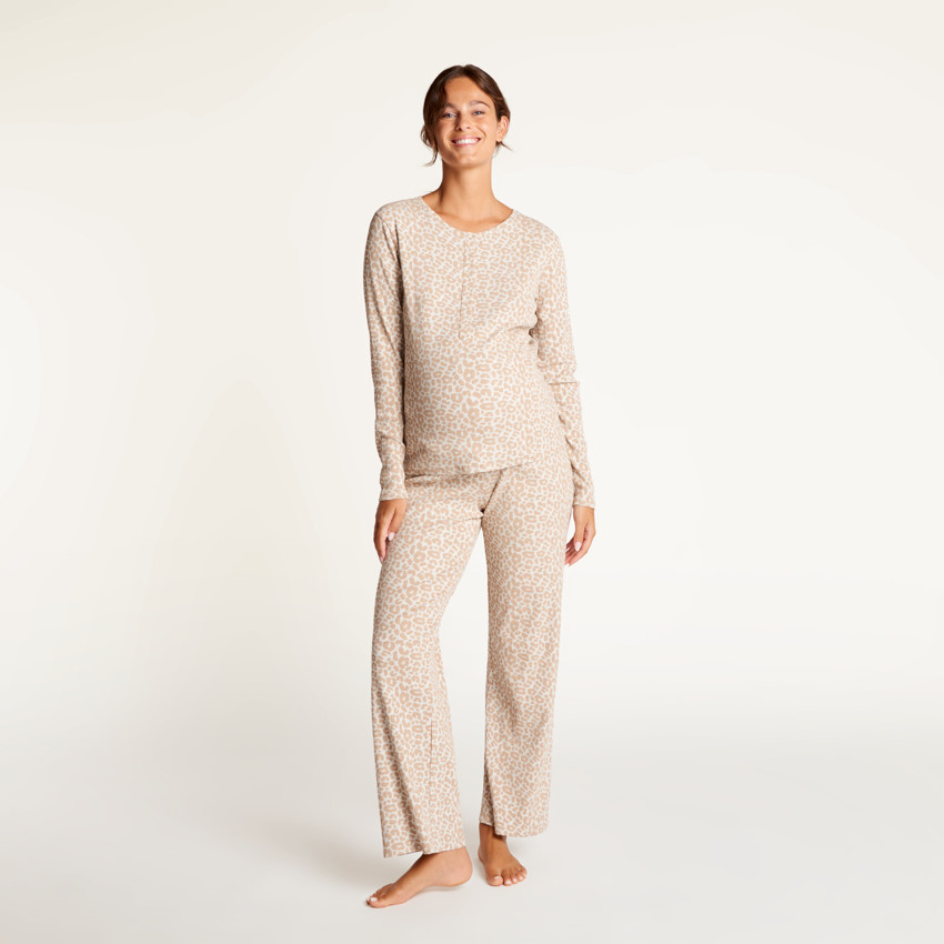 Conjunto de pijama de maternidad con estampado de leopardo 