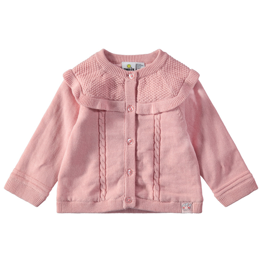 Chaqueta de punto de fantasía con voalnte y etiqueta Smiley 