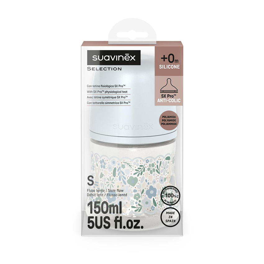 Biberón con tetina fisiológica SX PRO S 150ml Wonderland Liberty azul 