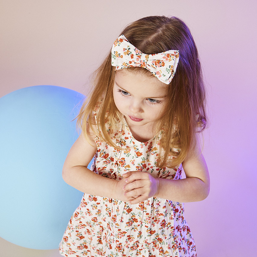 Diadema con nudo impreso de flores para bebé niña 