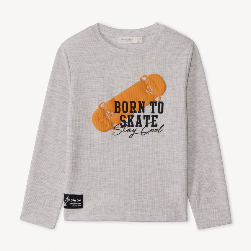 Camiseta de manga larga con estampado de skate para niño 