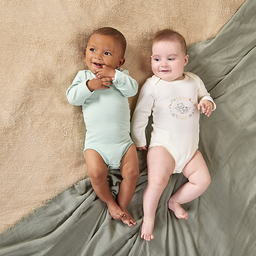 Pack de 3 bodies de manga larga lisos para bebé 