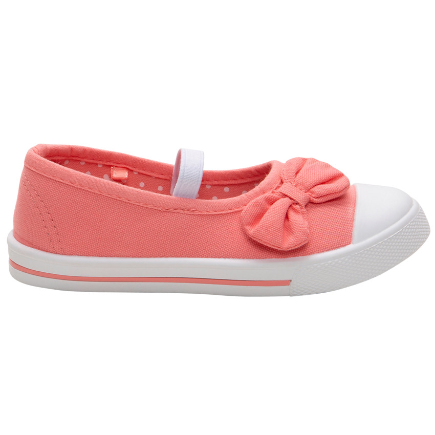 Zapatos rosas de lona con lazo y tirante elástico del 24 al 35 