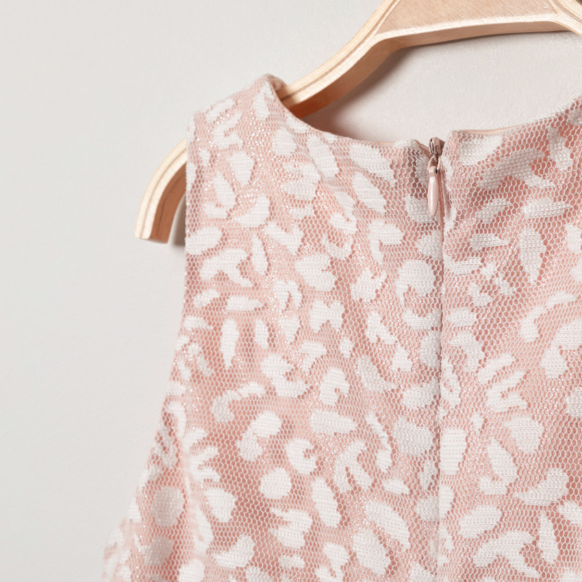 Robe de cérémonie sans manches en tulle motif léopard 