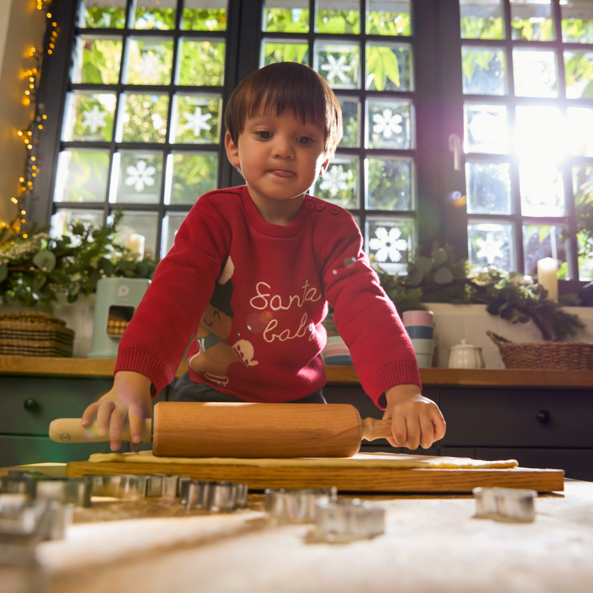 Jersey de Navidad de punto forrado de sherpa para bebé niño. 