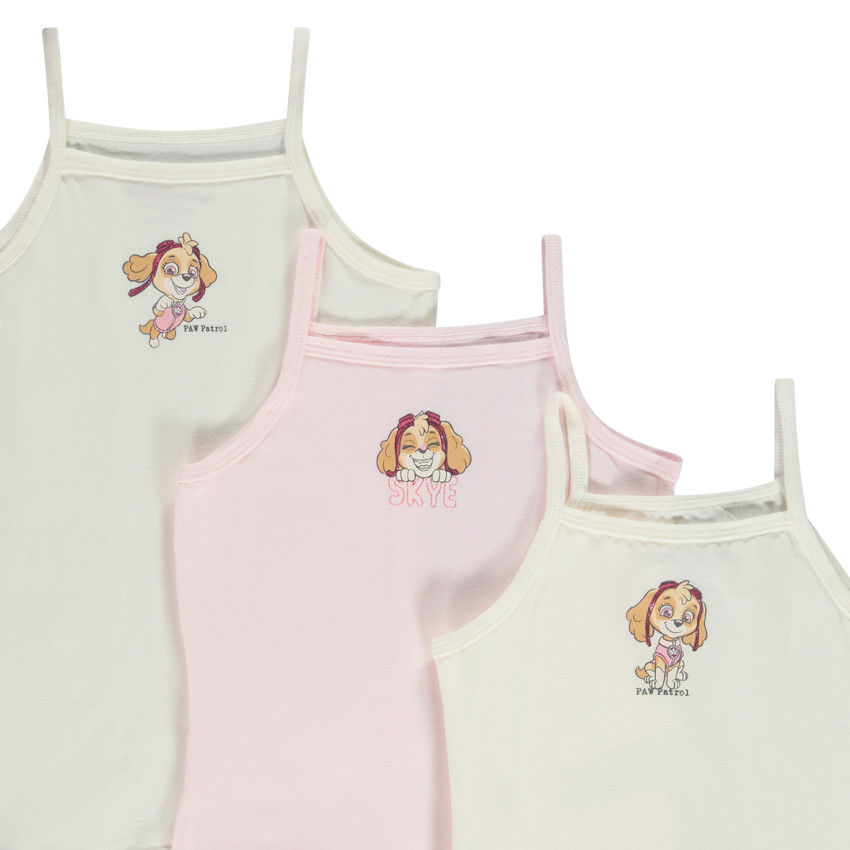 Pack de 3 camisetas interiores de tirantes Stella La Patrulla Canina para niña 