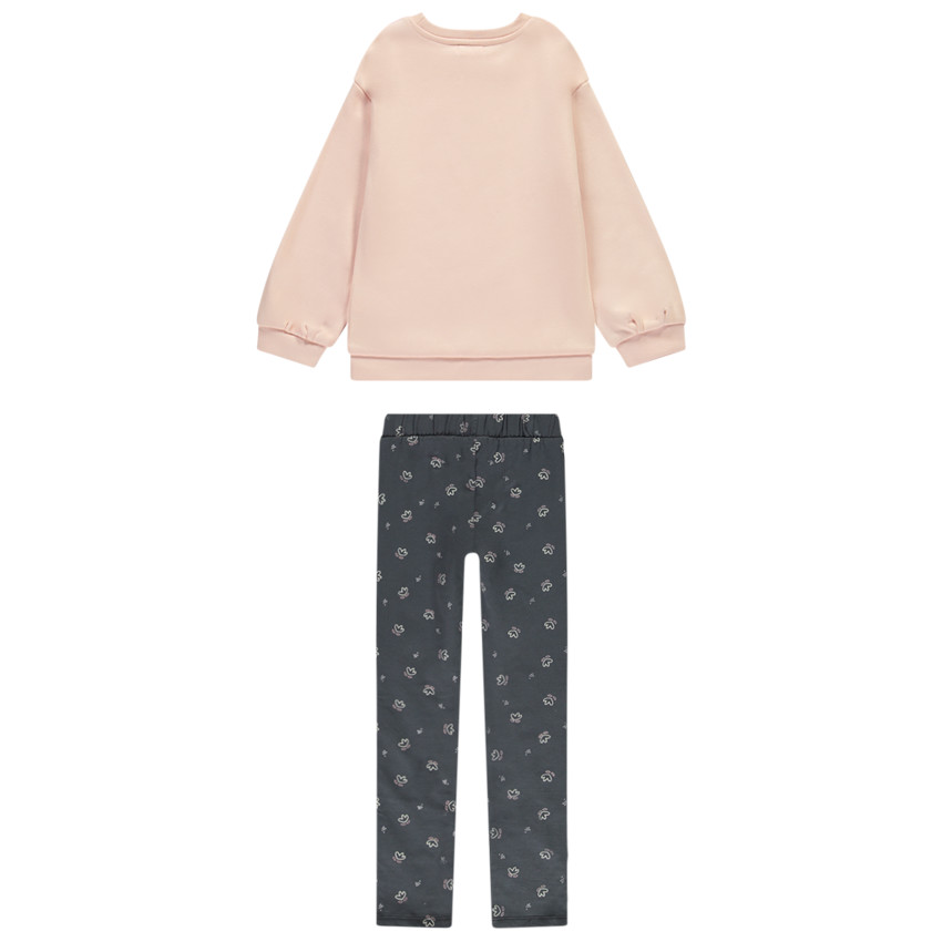 Conjunto de chándal de felpa con estampado de flores niña 
