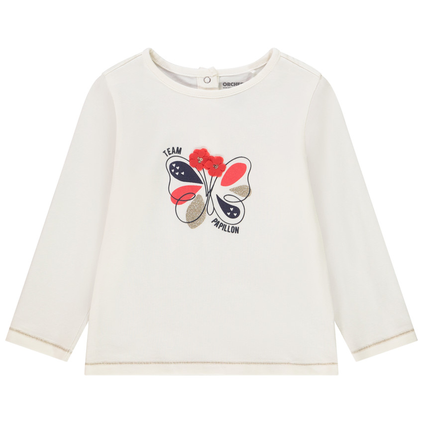 Camiseta manga larga estampado mariposa para bebe nina