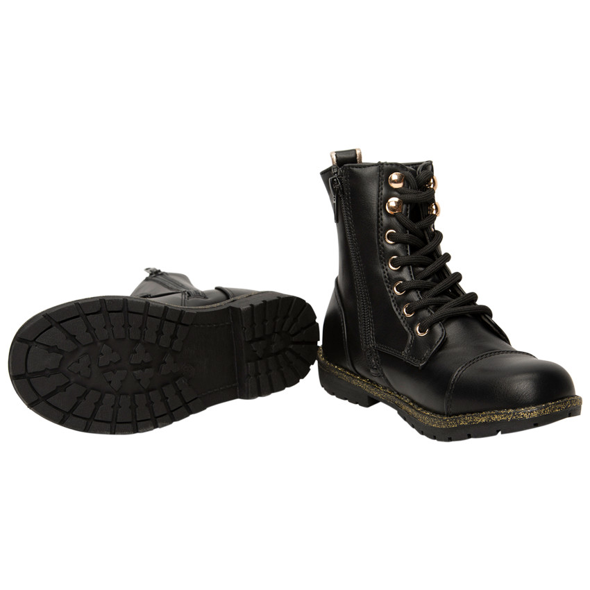 Botines efecto acolchado con cordones y suela chunky niña con detalles brillantes 