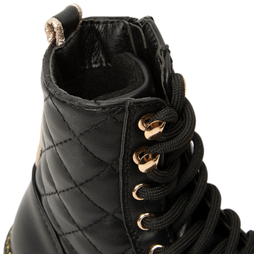 Botines efecto acolchado con cordones y suela chunky niña con detalles brillantes 