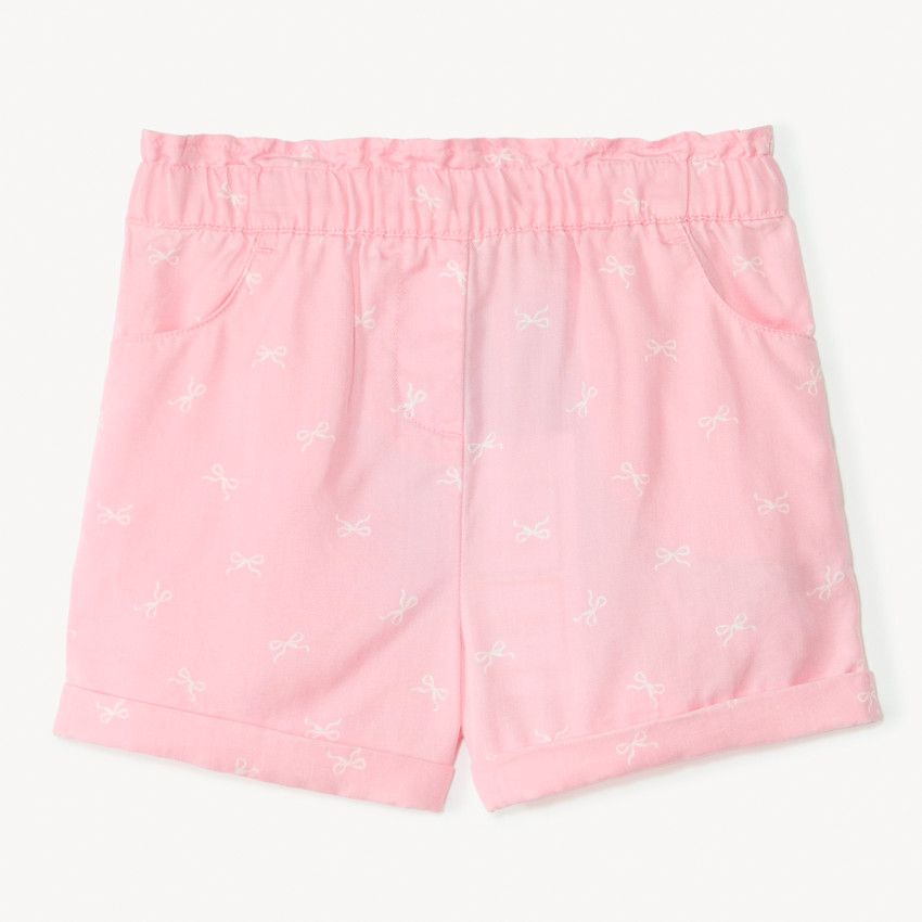 Pantalón corto de sarga estampada para niña bebé 