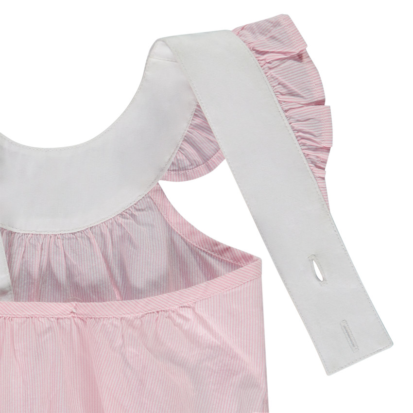 Ranita rayada con tirantes con volantes para bebé niña 