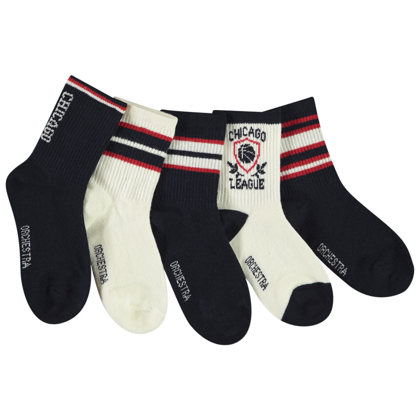 Pack de 5 pares de calcetines tricolores para niño 