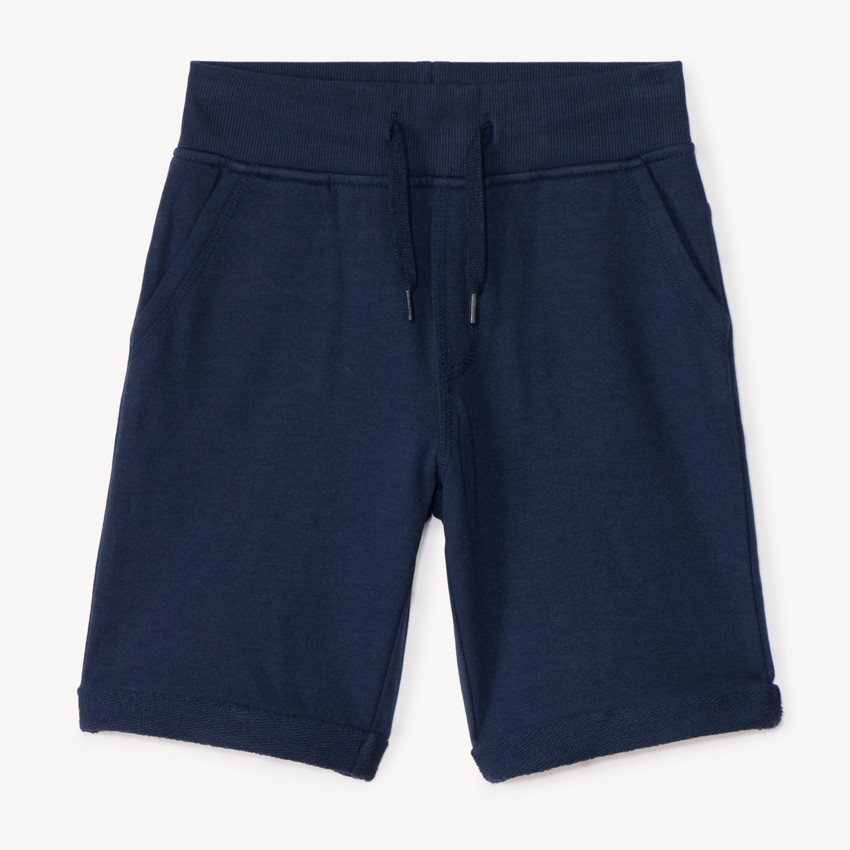 Bermudas de felpa unicolor con cintura elástica para niño 