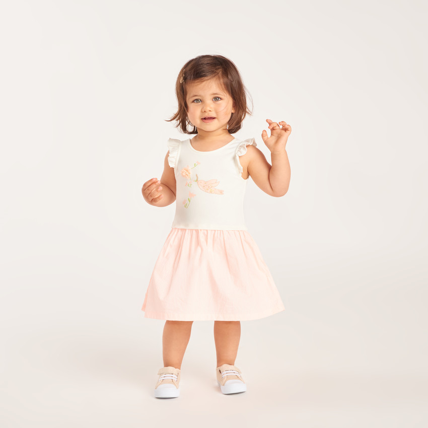 Robe de rayures à manches courtes 2 en 1 pour bébé fille 